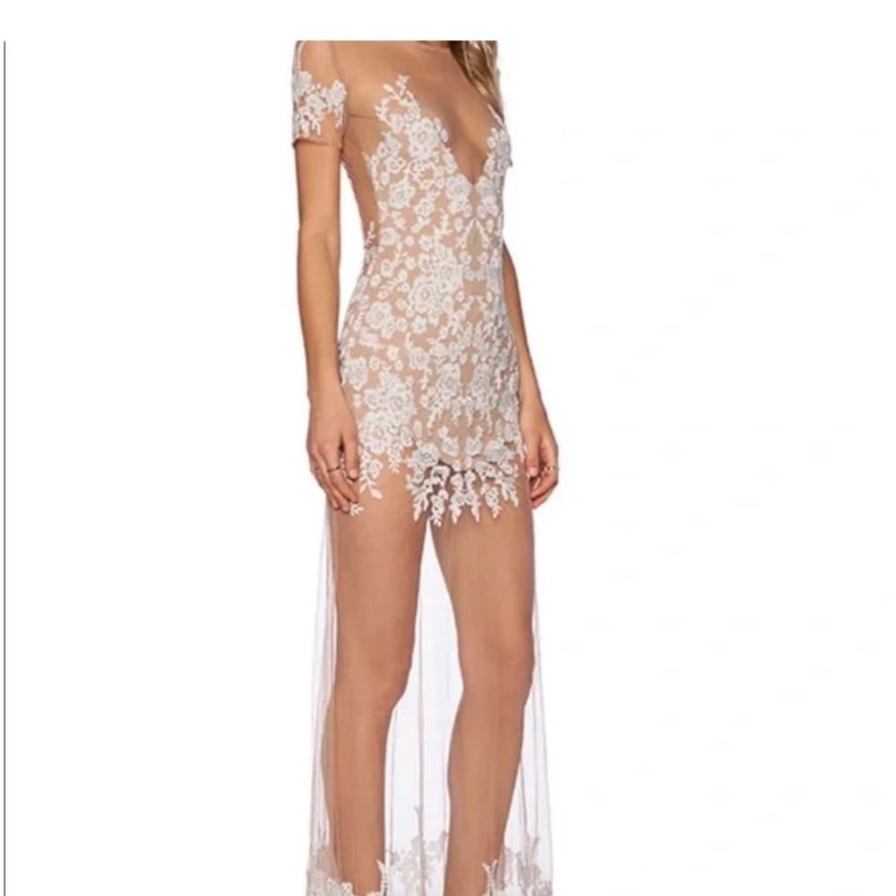 For Love and Lemons Launa sheer maxi dress white